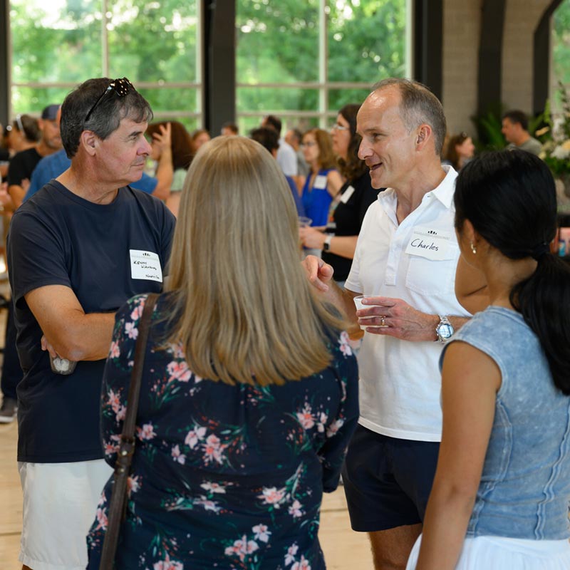 Wake Forest University parents and families meet one another and mingle with University leaders at the Pre-Orientation reception.
